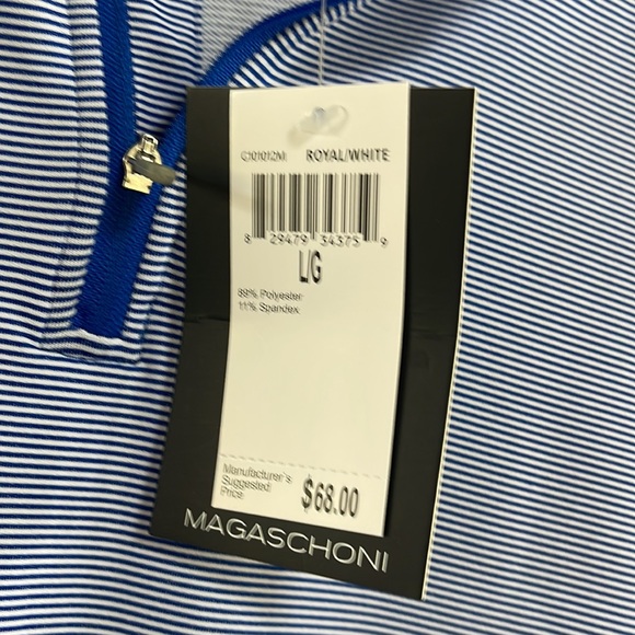 NWT Magaschoni Men's QUARTER ZIP STRETCH KNIT STRIPED TOP Shirt - Picture 5 of 6